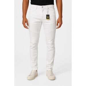 NWT Maxi Milian Pants Mens 40 x 34 White Biker Denim Ribbed Moto Streetwear